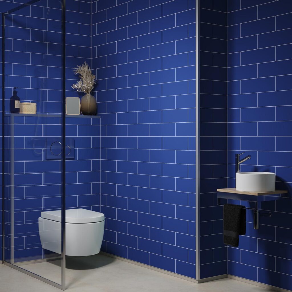 Bathroom Wall Panels Ireland Fibo - Ocean Blue Metro Brick Tile 