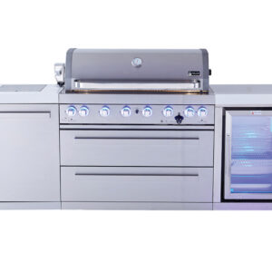 S/S 6 Burner With Side Burner & Fridge