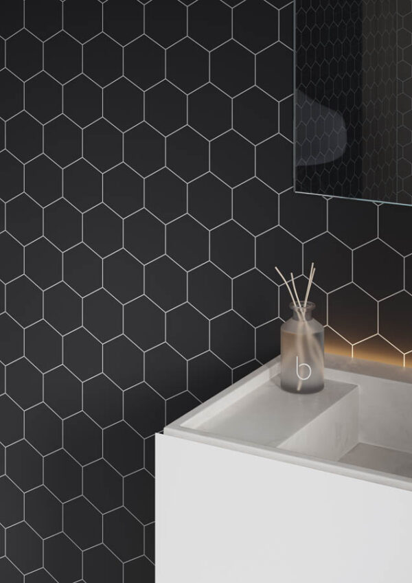 Fibo Black Silk Hexagon Tile - Image 7