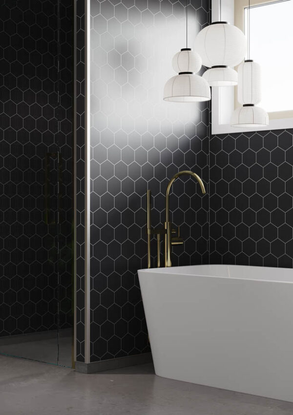 Fibo Black Silk Hexagon Tile - Image 3