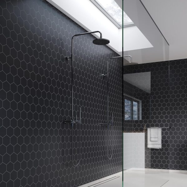 Fibo Black Silk Hexagon Tile
