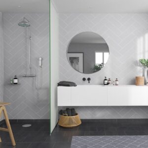 Fibo Medium Grey Herringbone Tile