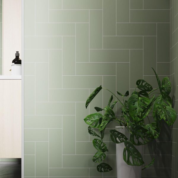Fibo Olive Green Straight Herringbone Tile - Image 7