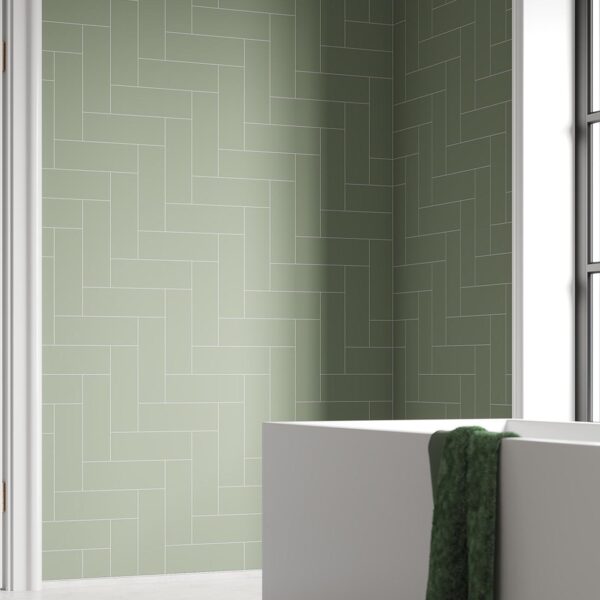 Fibo Olive Green Straight Herringbone Tile - Image 5