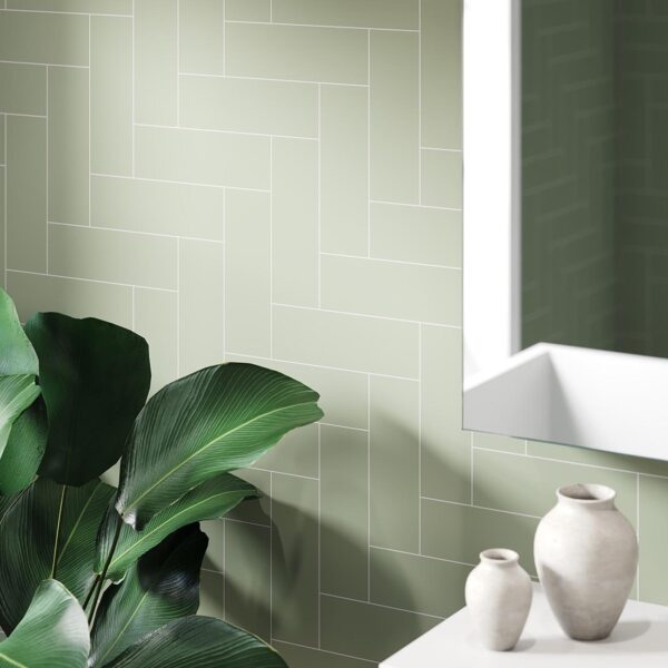 Fibo Olive Green Straight Herringbone Tile - Image 4