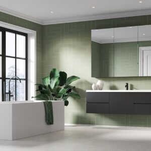 Fibo Olive Green Straight Herringbone Tile