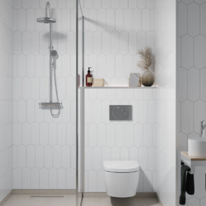 Fibo Denver White Elongated Hexagon Tile