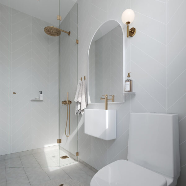 Fibo Grey Cement Chevron Tile - Image 2