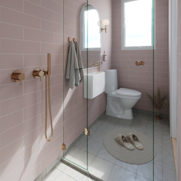 Fibo Dusky Pink Brick Tile - Image 2